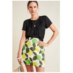 NWT!! Anthropologie COREY LYNN CALTER Linen Citron Mini Skirt Citrus Lemons ~ 8